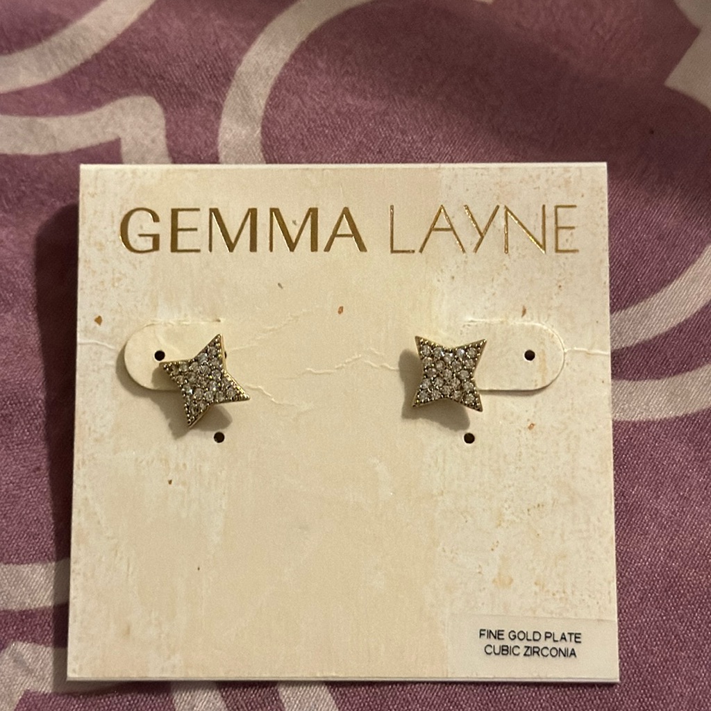 Nwt Gemma Layne Gold Plate Cubic Zirconia Earrings